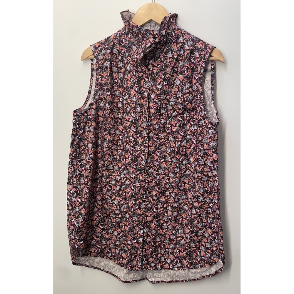SSYS The Label Butterfly Ruffle Neck Tunic Blouse Mini Dress Size Large